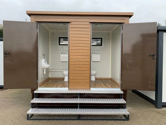 Doppelter Sanitärcontainer mit Abwassertank – WC-Container mit integriertem Fäkalientank
